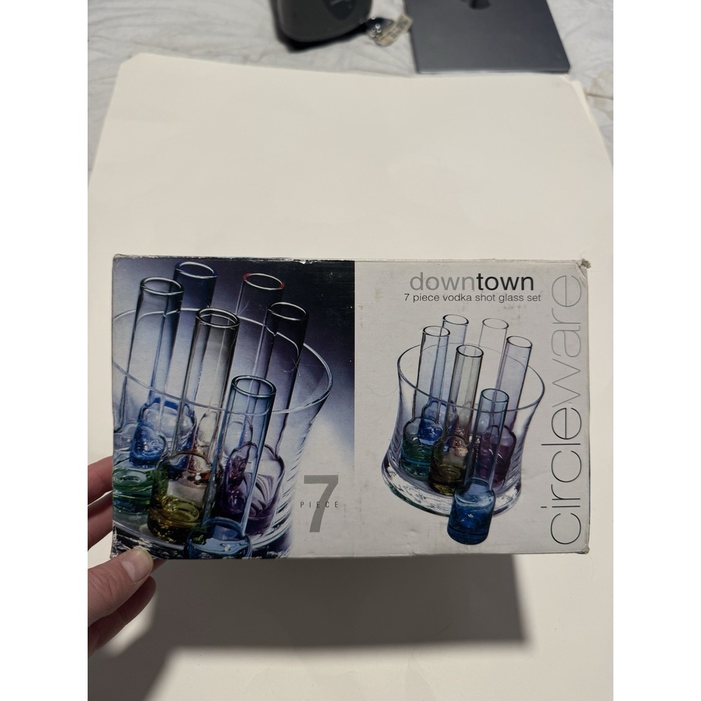 Circleware Downtown Glass 7 Piece Vodka Color Shot Glass & Bucket Set Beautiful